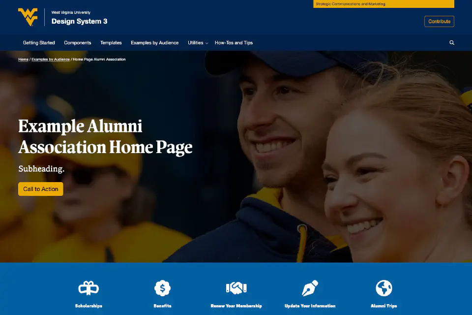 Screenshot of Alumni home page