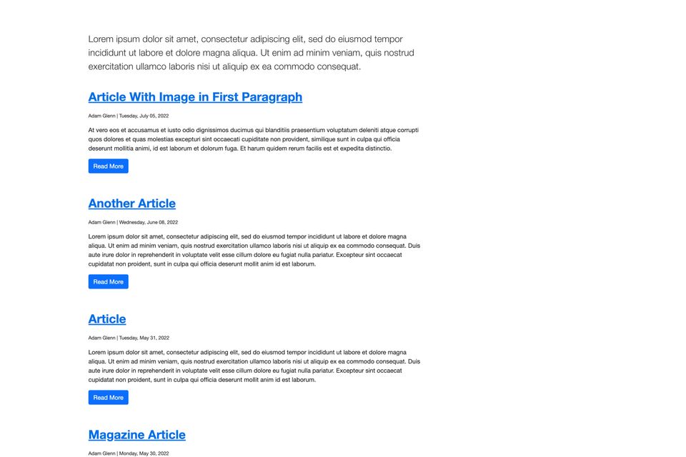 Screenshot of an article collection