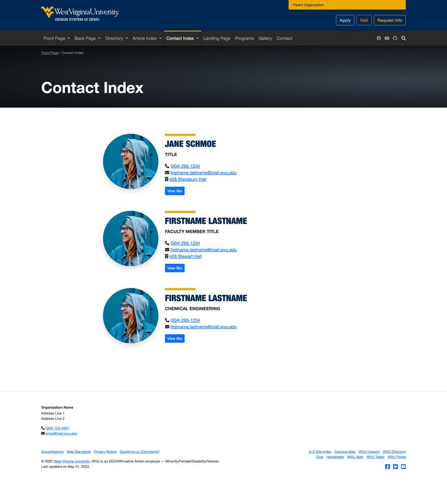 Contacts Index screenshot