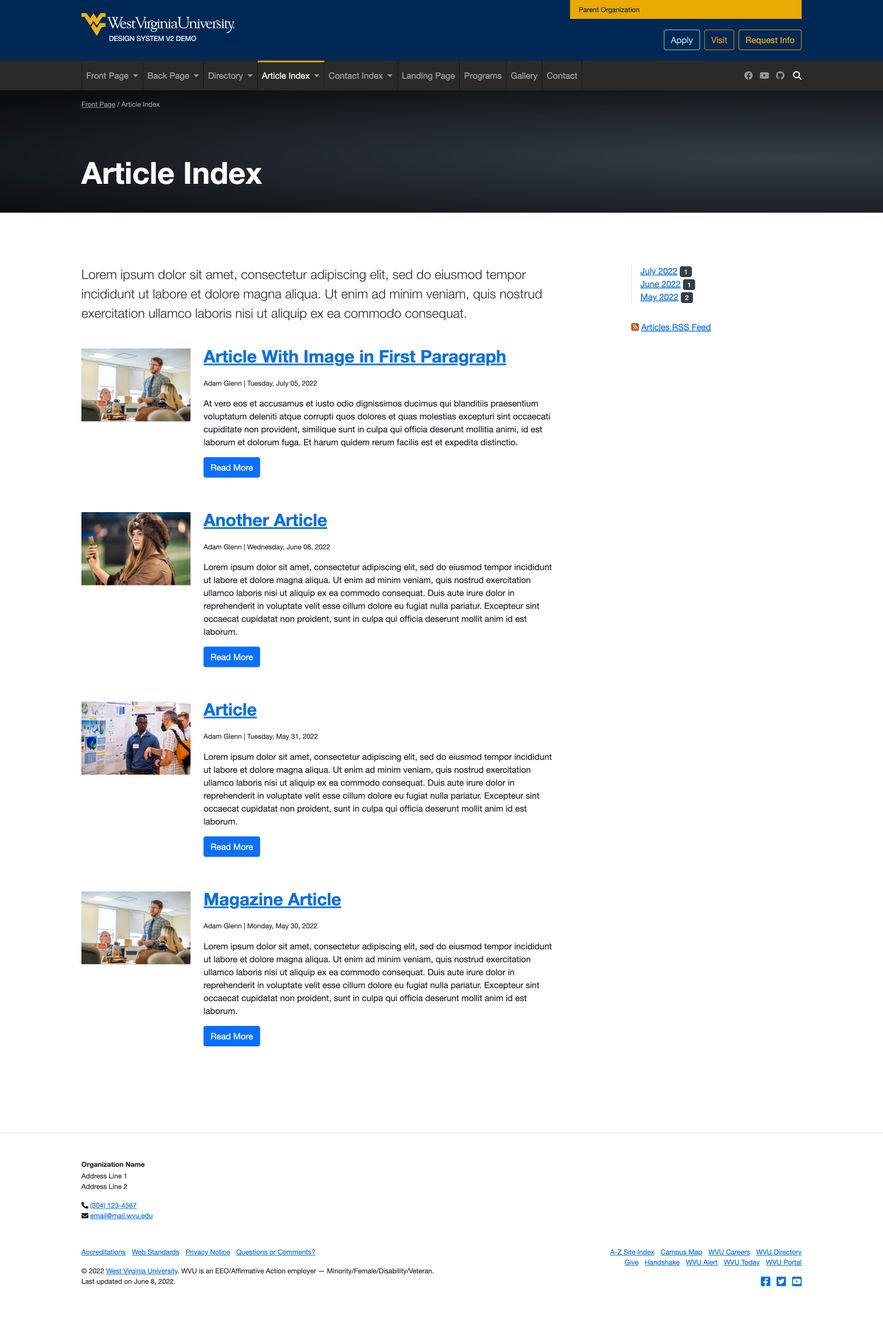 Articles Index screenshot