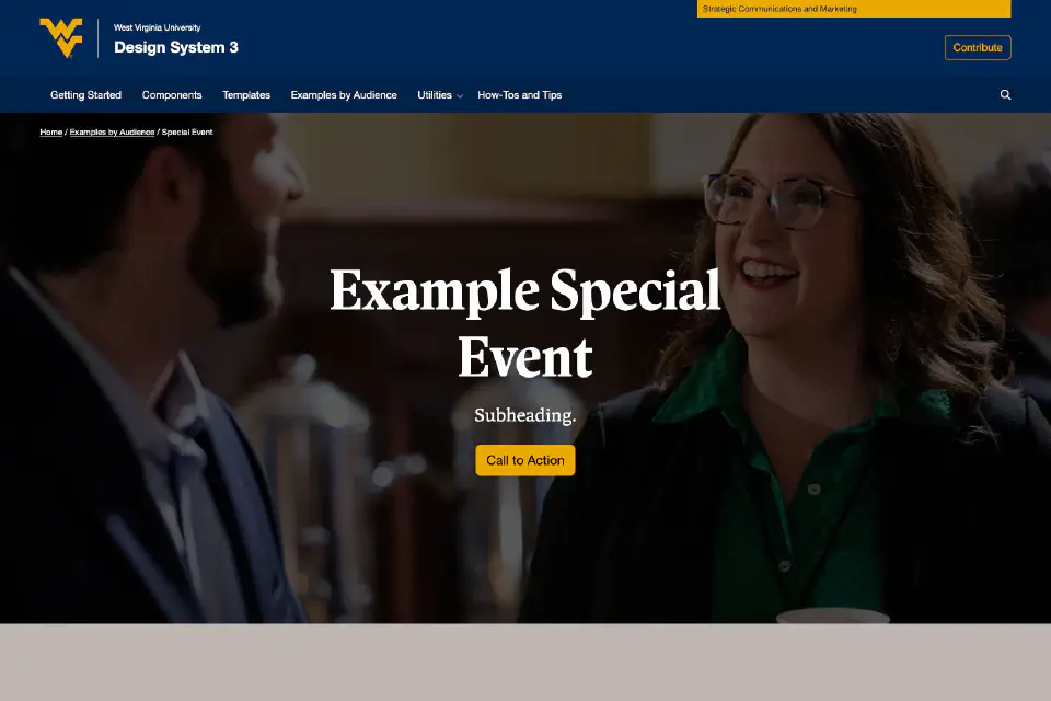 Screenshot of Special Event page