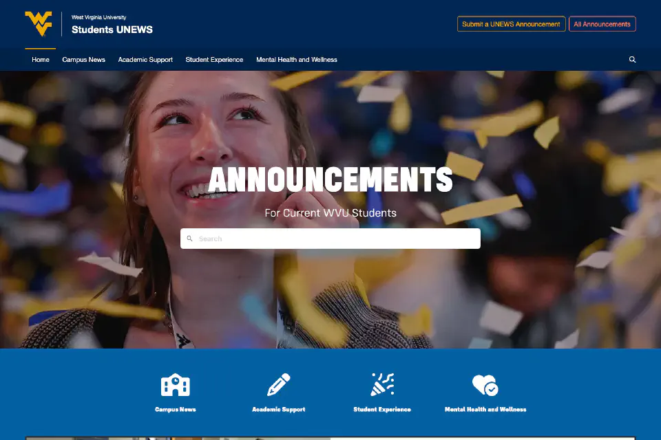 Screenshot of Students website